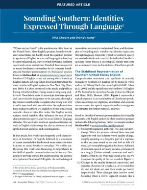 Sounding Southern: Identities Expressed Through Language1