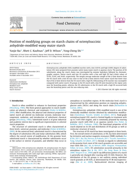 Position of Modifying Groups on Starch Chains of Octenylsuccinic Anhydride-Modified Waxy Maize Starch