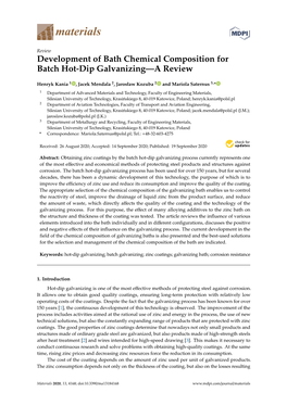 Development of Bath Chemical Composition for Batch Hot-Dip Galvanizing—A Review