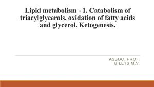 Lipid Metabolism - 1