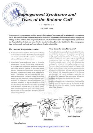 Impingement Syndrome and Tears of the Rotator Cuff