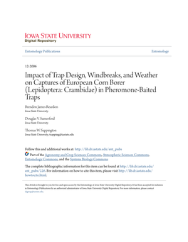 Impact of Trap Design, Windbreaks, and Weather on Captures of European Corn Borer