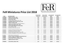 Fer Miniatures Price List 2018