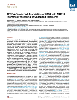 TERRA-Reinforced Association of LSD1 with MRE11 Promotes Processing of Uncapped Telomeres