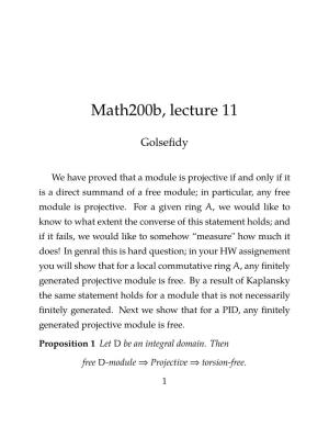 Math200b, Lecture 11