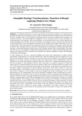 Intangible Heritage Transformations- Patachitra of Bengal Exploring Modern New Media