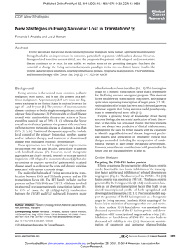 New Strategies in Ewing Sarcoma: Lost in Translation?