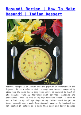 Basundi Recipe | How to Make Basundi | Indian Dessert
