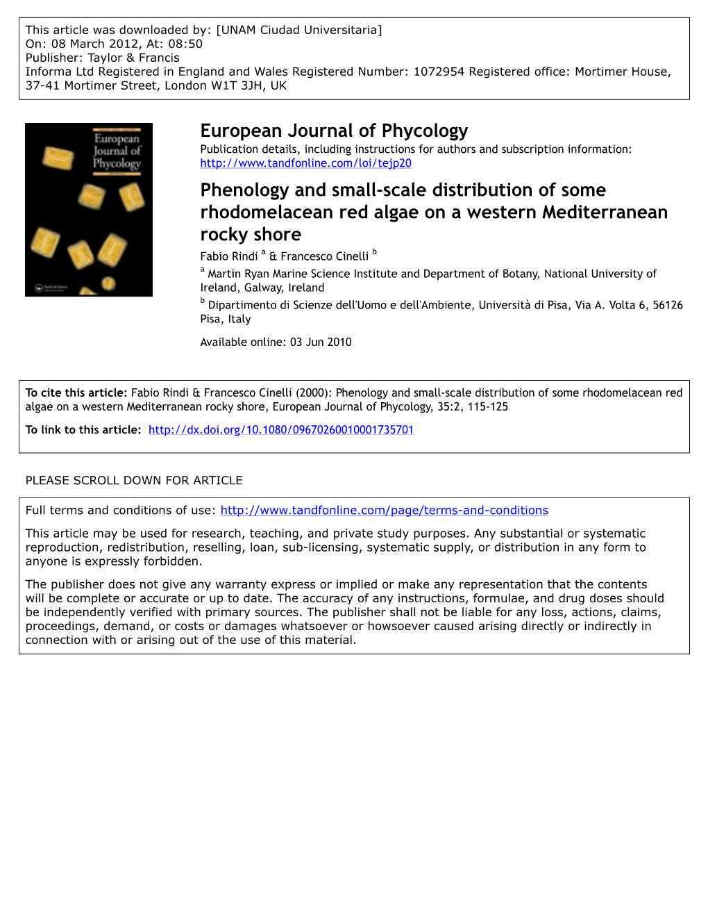 Phenology and Small-Scale Distribution of Some