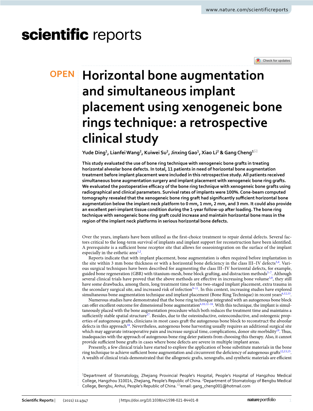 Horizontal Bone Augmentation and Simultaneous Implant