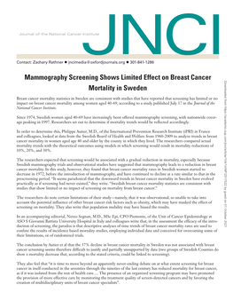Mammography Screening Shows Limited Effect on Breast Cancer Mortality in Sweden