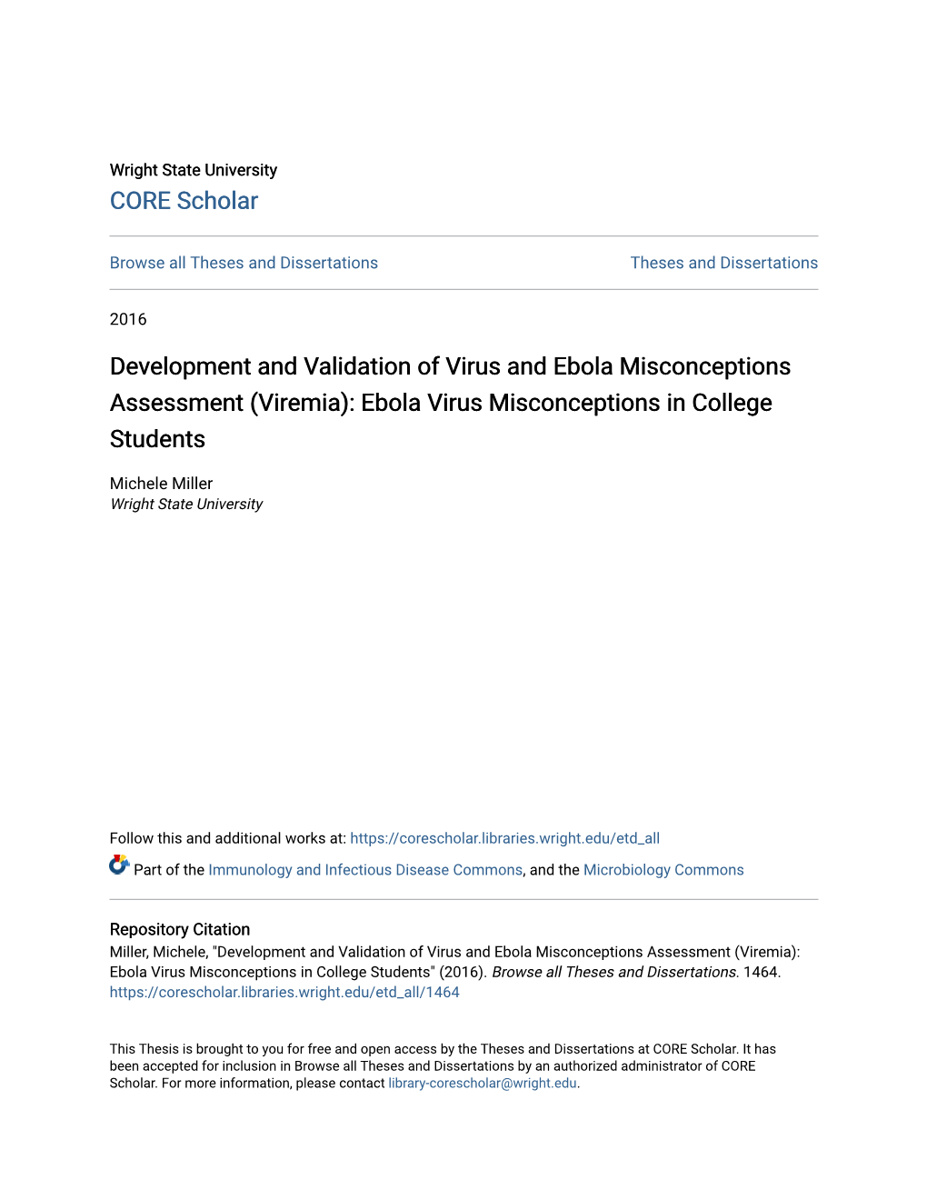 Ebola Virus Misconceptions in College Students