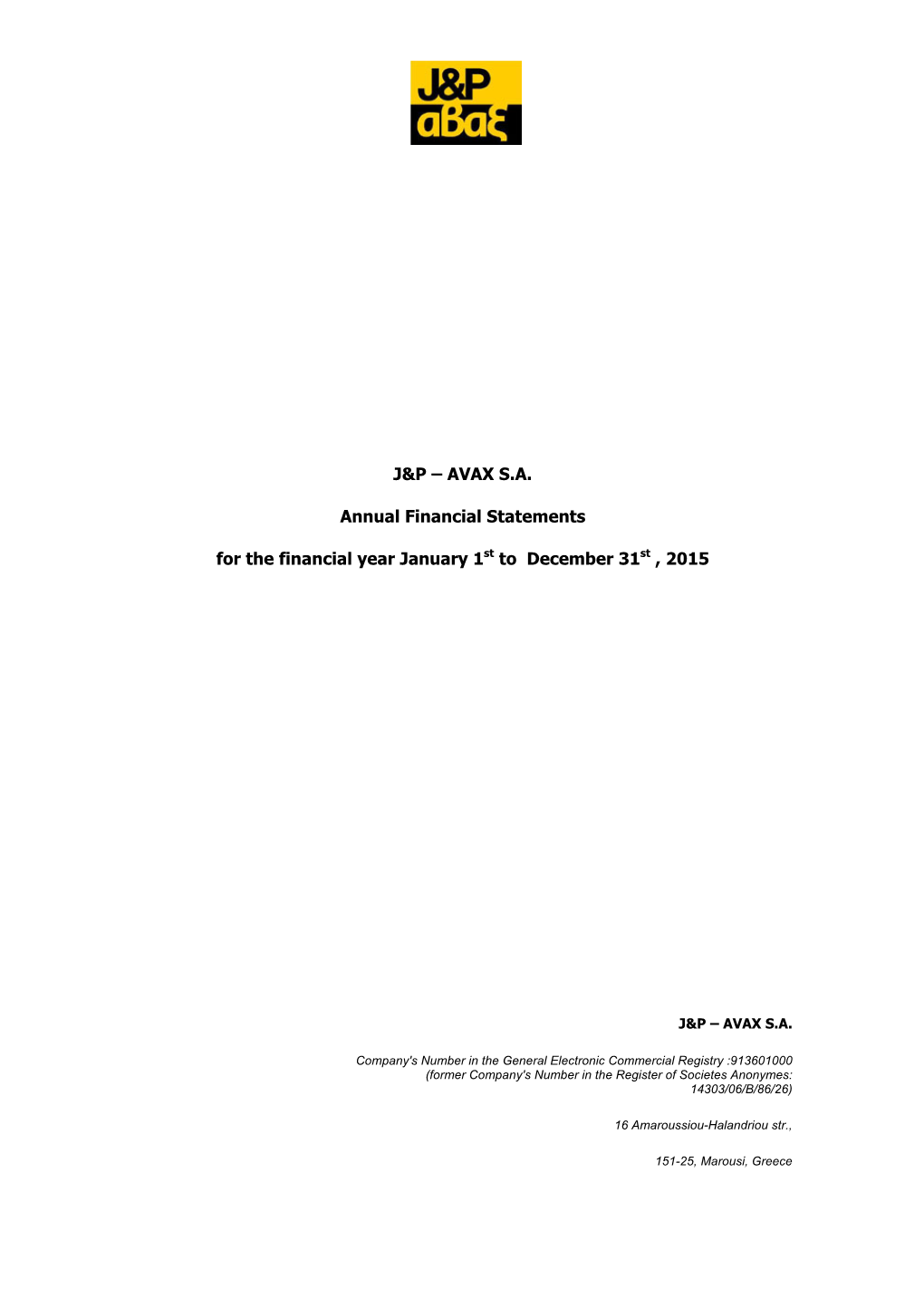AVAX Annual Financial Report 31.12.2015