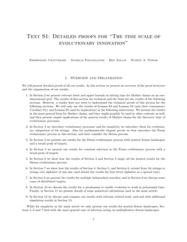 Text S1: Detailed Proofs for “The Time Scale of Evolutionary Innovation”