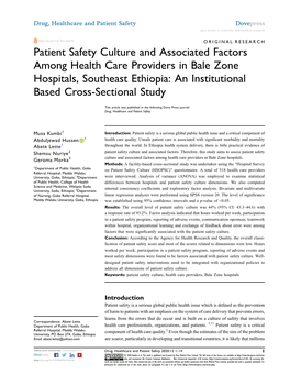 Patient Safety Culture and Associated Factors Among Health Care Providers in Bale Zone Hospitals, Southeast Ethiopia: an Institutional Based Cross-Sectional Study