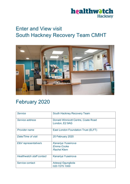 South Hackney Recovery Team CMHT
