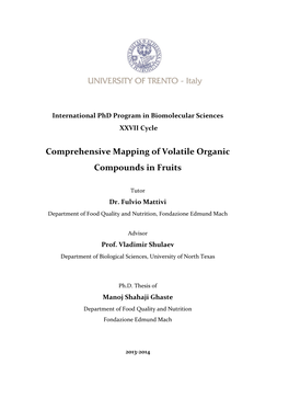 Comprehensive Mapping of Volatile Organic Compounds in Fruits