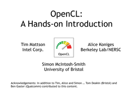 Opencl: a Hands-On Introduction