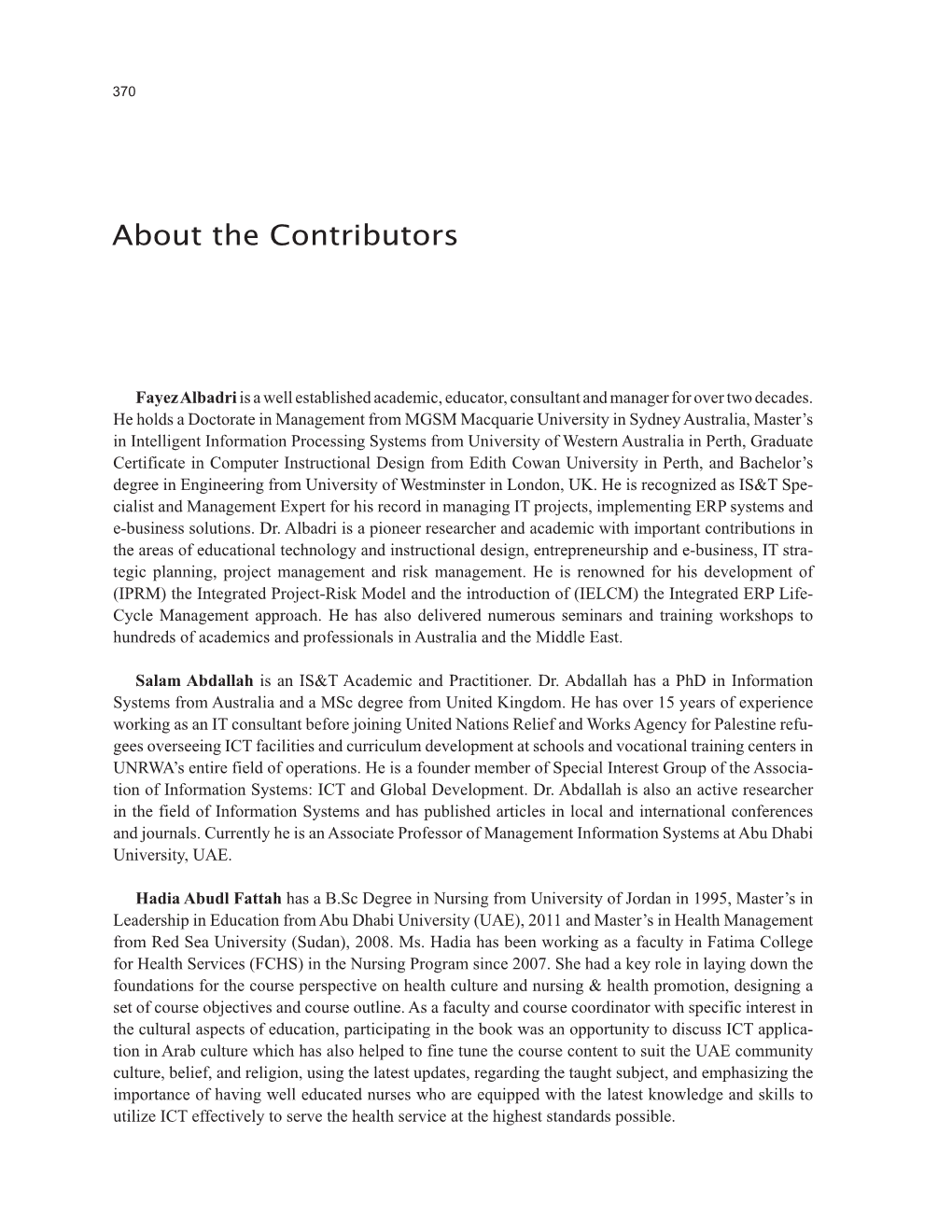 About the Contributors