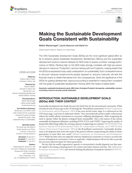 (2017). Making the Sustainable Development Goals Consistent With