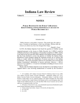 Indiana Law Review Volume 52 2019 Number 3