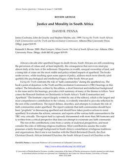 Justice and Morality in South Africa