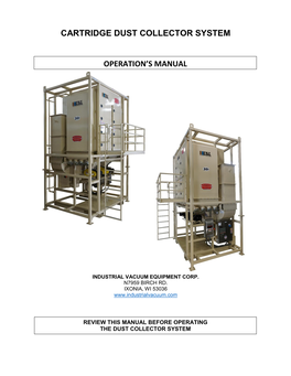 Cartridge Dust Collector System Operation's Manual