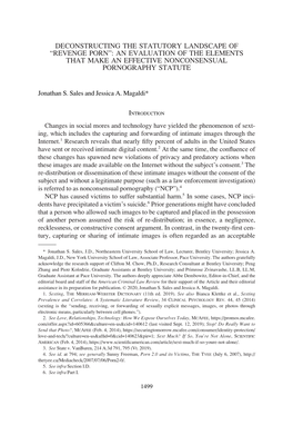 Revenge Pornº: an Evaluation of the Elements That Make an Effective Nonconsensual Pornography Statute