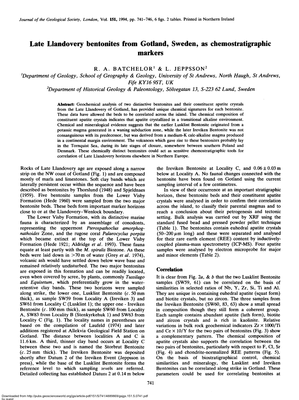 Late Llandovery Bentonites from Gotland, Sweden, As Chemostratigraphic Markers