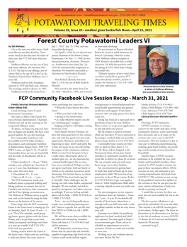 April 15, 2021 Forest County Potawatomi Leaders VI by Val Niehaus July 7, 1942 - Jan