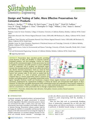Design and Testing of Safer, More Effective Preservatives For