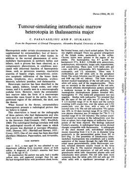 Tumour-Simulating Intrathoracic Marrow Heterotopia in Thalassaemia Major