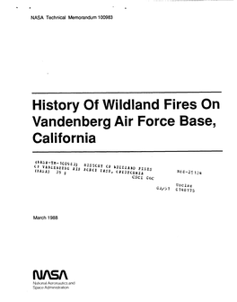 History of Wildland Fires on Vandenberg Air Force Base, California
