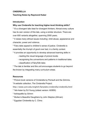 CINDERELLA Teaching Notes by Raymond Huber