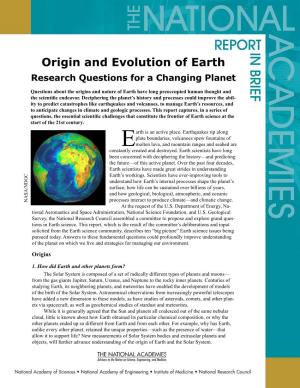 Origin and Evolution of Earth Research Questions for a Changing Planet