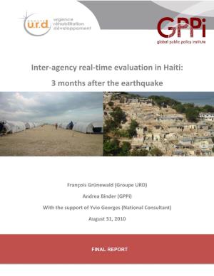 Inter-Agency Real-Time Evaluation in Haiti: 3 Months After the Earthquake
