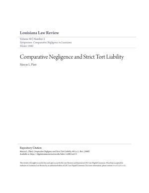 Comparative Negligence and Strict Tort Liability Marcus L