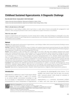 Childhood Sustained Hypercalcemia: a Diagnostic Challenge