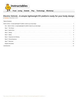 Electric Vehicle - a Simple Lightweight EV Platform Ready for Your Body Design by Ganhaar on November 2, 2013