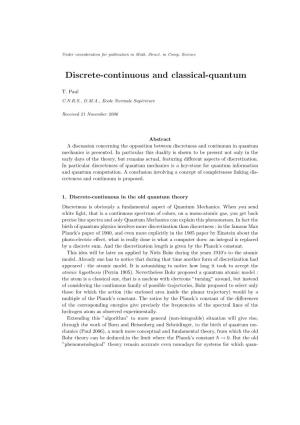 Discrete-Continuous and Classical-Quantum