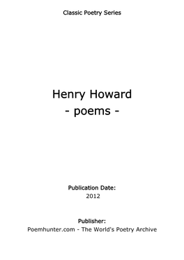 Henry Howard - Poems