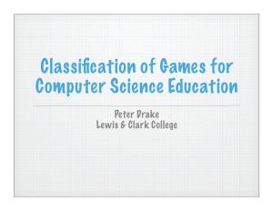 Classification of Games for Computer Science Education