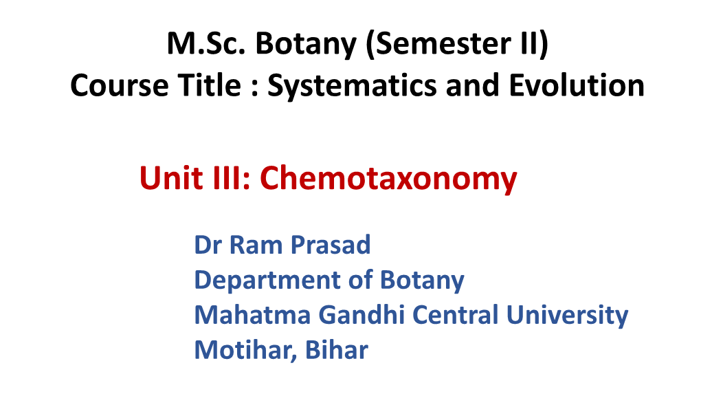 Chemotaxonomy