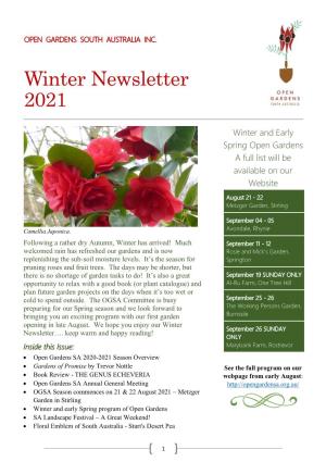 Winter Newsletter 2021