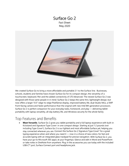 Surface Go 2 Fact Sheet May 2020