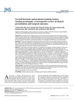 Growth Hormone and Prolactin-Staining Tumors Causing Acromegaly: a Retrospective Review of Clinical Presentations and Surgical Outcomes