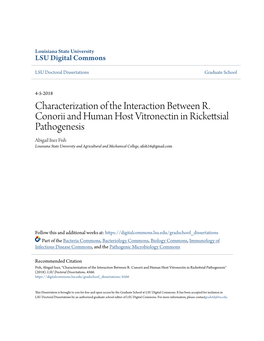Characterization of the Interaction Between R. Conorii and Human