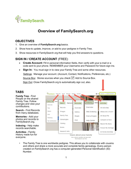 Overview of Familysearch.Org