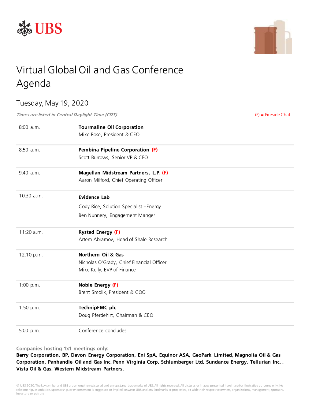Virtual Global Oil and Gas Conference Agenda