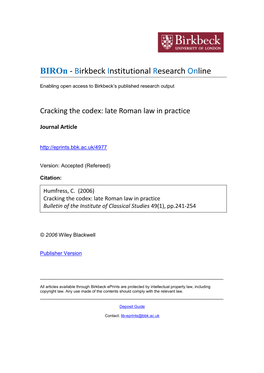 Birkbeck Institutional Research Online